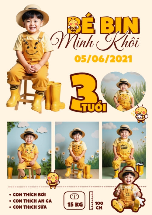 Mẫu thiết kế Khung ảnh (dọc) Em bé, trẻ em, baby, kids, birthday, sinh nhật, kỉ niệm, dễ thương, cute, đơn giản 1778442235