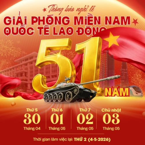 Mẫu thiết kế Bài post MXH vuông Lịch nghỉ lễ 30/4-1/5 1778446496