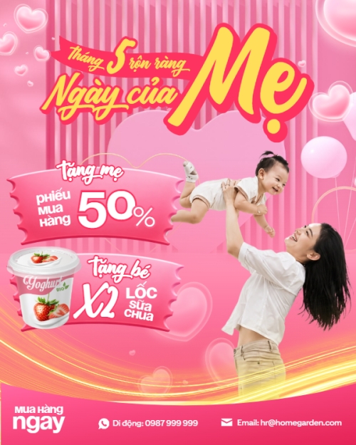 Mẫu thiết kế Bài post MXH dọc Tháng 5 rộn ràng ngày của Mẹ 1778446588