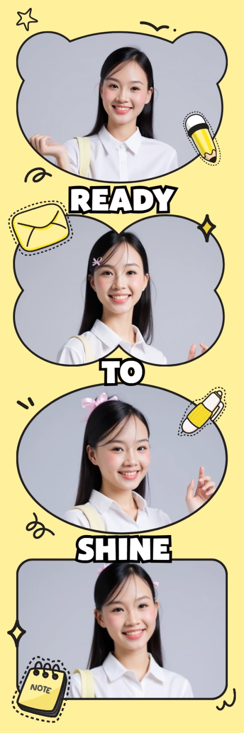 Mẫu thiết kế Bộ Ảnh Photobooth Tựu trường, đến trường, nhập học, giáo dục, education, school, trường học, dễ thương, cute, chibi, hoạt hình, cartoon 1779990921