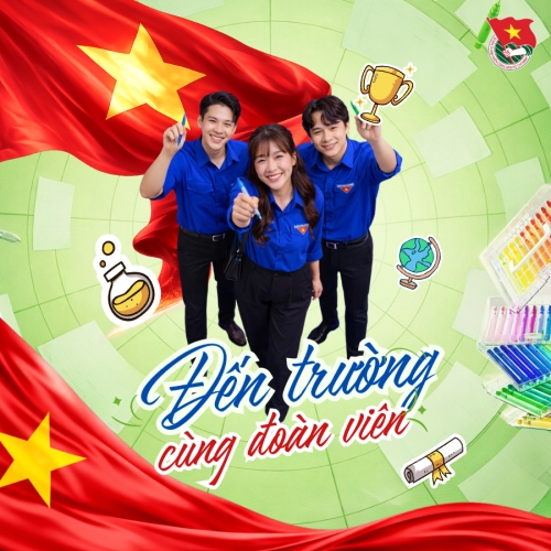 Mẫu thiết kế Bài post MXH vuông Đến trường cùng đoàn viên 1778442053