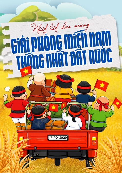Mẫu thiết kế Poster chuẩn Nhiệt liệt chào mừng ngày Giải phóng miền Nam, thống nhất đất nước 1777575055