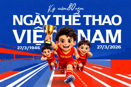 Mẫu thiết kế Bài post MXH ngang Ngày thể thao Việt Nam 27/3 1777570440
