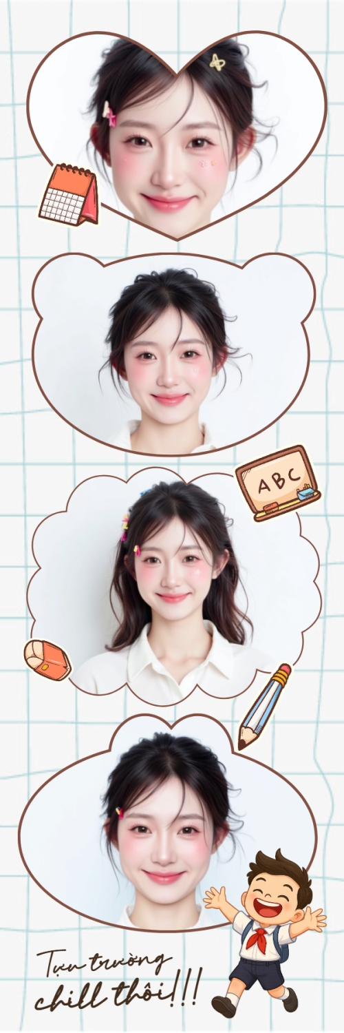 Mẫu thiết kế Bộ Ảnh Photobooth Tựu trường, đến trường, nhập học, giáo dục, education, school, trường học, dễ thương, cute, chibi, hoạt hình, cartoon 1779990899