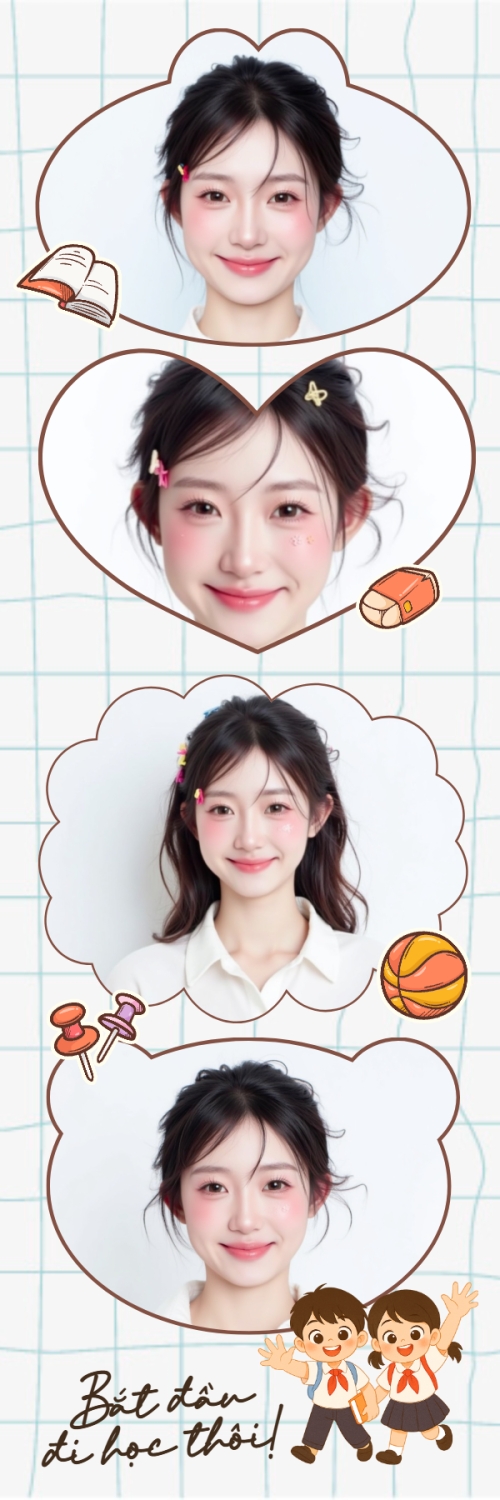 Mẫu thiết kế Bộ Ảnh Photobooth Tựu trường, đến trường, nhập học, giáo dục, education, school, trường học, dễ thương, cute, chibi, hoạt hình, cartoon 1779990899