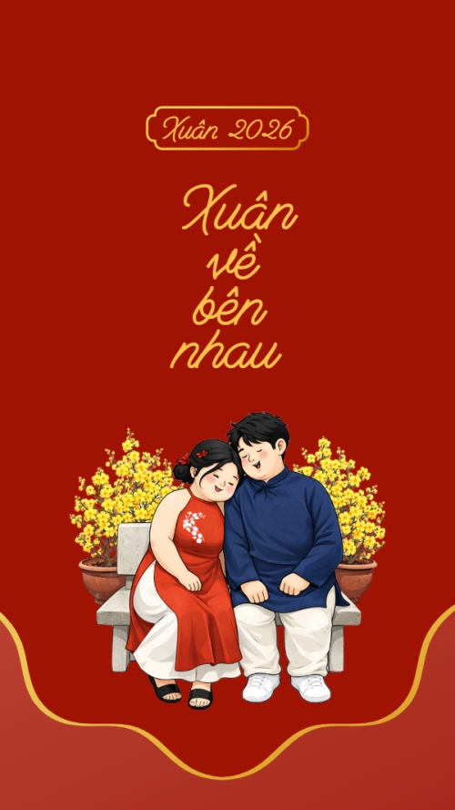 Mẫu thiết kế Hình nền điện thoại Xuân về bên nhau 1778442599