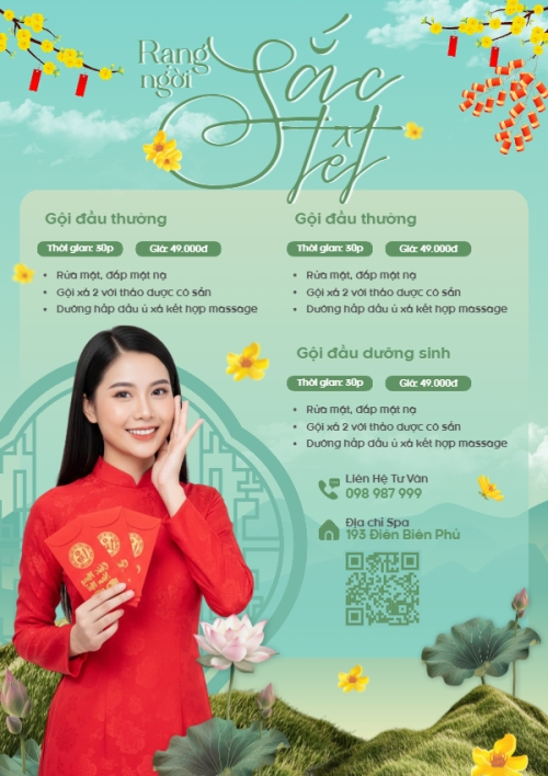 Mẫu thiết kế Menu tờ rời (dọc) Rạng ngời sắc tết 1778442215