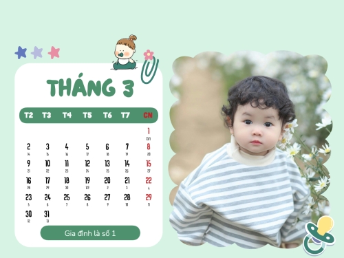 Mẫu thiết kế Lịch để bàn Gia đình và em bé 1778442137
