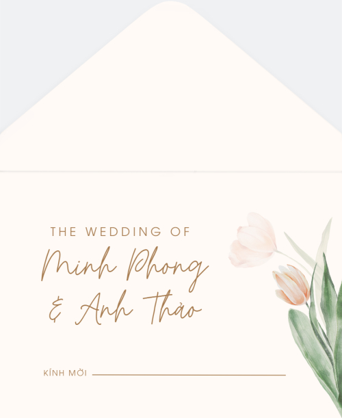 Mẫu thiết kế Bao thiệp cưới Hoa tulip, thiên nhiên, floral, vintage, màu nước, watercolor 1779391282