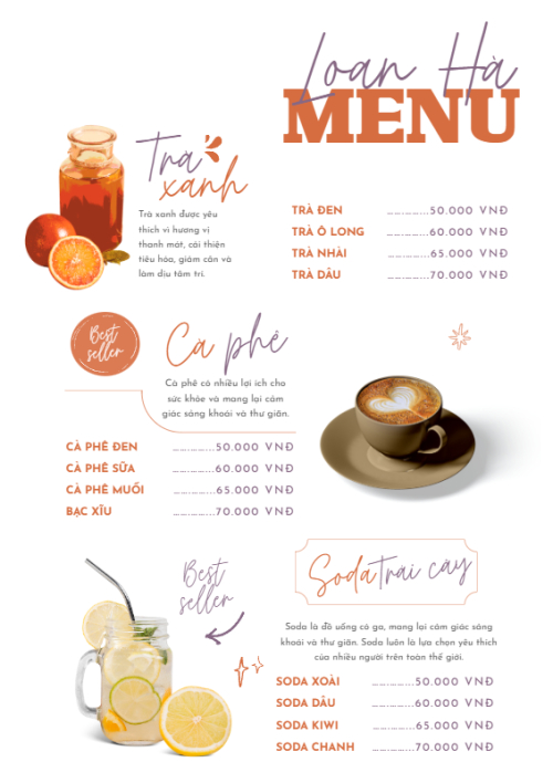 Mẫu thiết kế Menu tờ rời (dọc) Nước uống, juice, giải khát, F&B, drink 1778446325