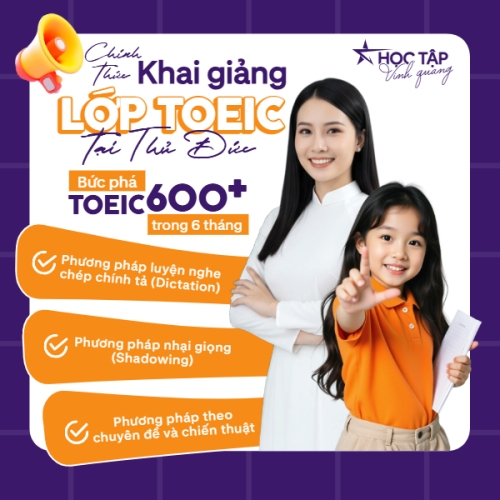 Mẫu thiết kế Bài post MXH vuông Chính thức khai giảng lớp Toeic tại Thủ Đức 1777570729