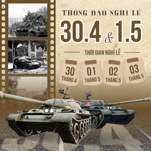Mẫu thiết kế Bài post MXH vuông Lịch nghỉ lễ 30/4-1/5 1778446496
