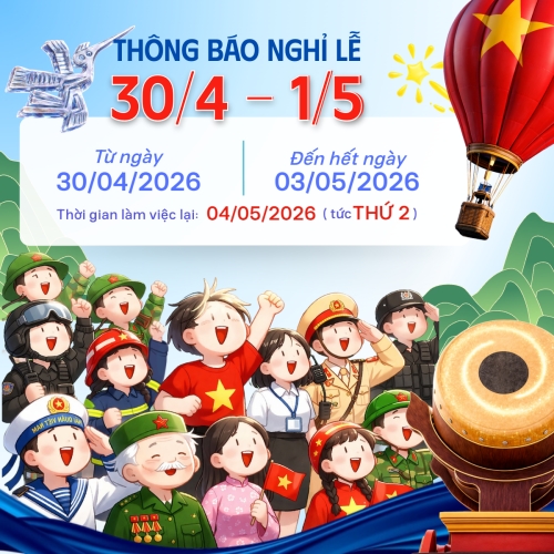 Mẫu thiết kế Bài post MXH vuông Lịch nghỉ lễ 30/4 - 1/5 1778971035