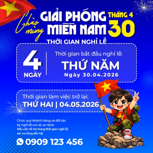 Mẫu thiết kế Bài post MXH vuông Lịch nghỉ lễ 30/4-1/5 1778970759