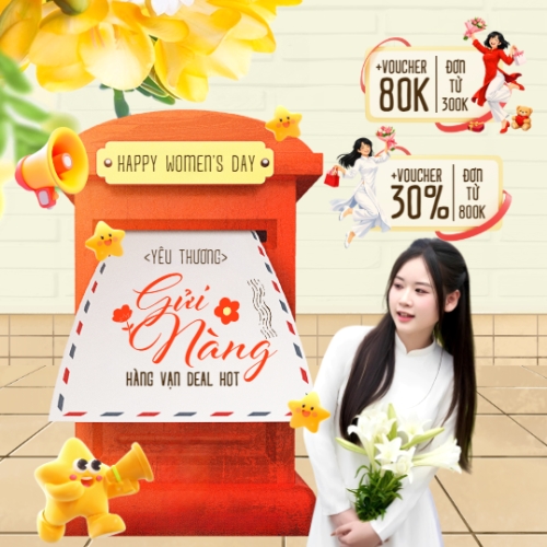 Mẫu thiết kế Bài post MXH vuông Yêu thương gửi nàng hàng vạn deal hot 1778442185