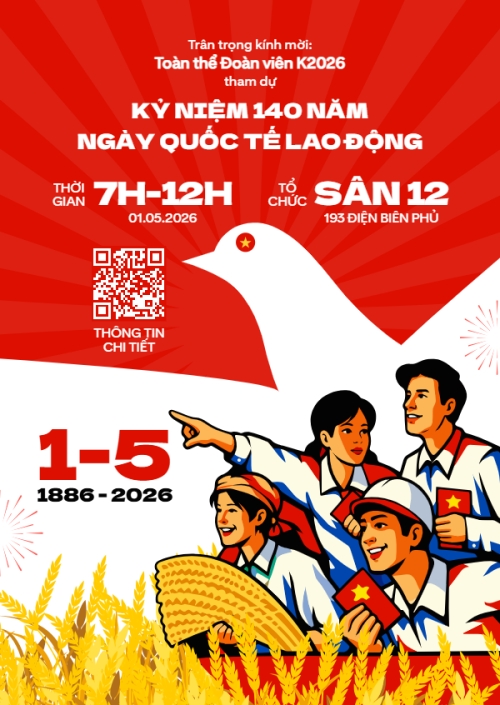 Mẫu thiết kế Thư mời Kỷ niệm 140 năm ngày Quốc tế lao động 1/5 1777570612