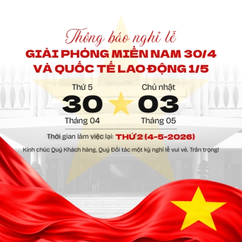 Mẫu thiết kế Bài post MXH vuông Thông báo nghỉ lễ Giải phóng miền Nam 30/4 và Quốc tế Lao động 1/5 1777570683