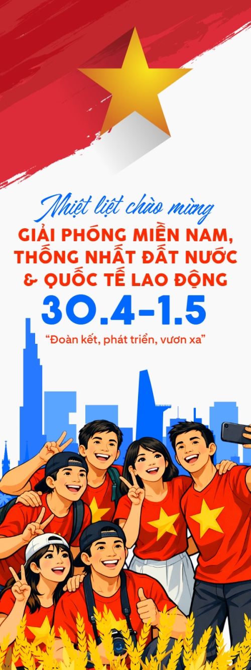 Mẫu thiết kế Standee Nhiệt liệt chào mừng ngày Giải phóng miền Nam, thống nhất đất nước 1778446737