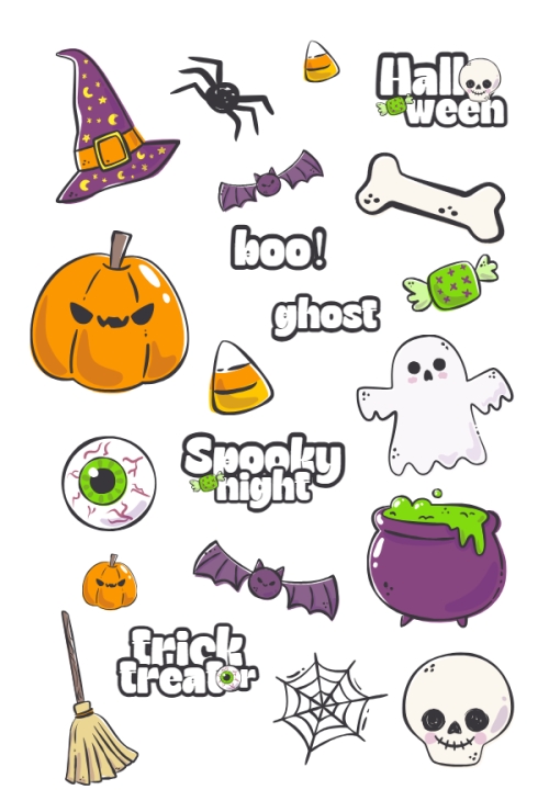 Mẫu thiết kế Nhãn Sticker - Sticker Sheets Halloween, lễ hội ma quái, sự kiện, event, dễ thương, cute, chibi, hoạt hình, cartoon 1777896230