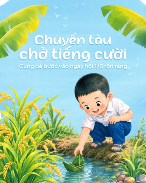 Mẫu thiết kế Bài post MXH dọc Chuyến tàu chở tiếng cười 1780163298