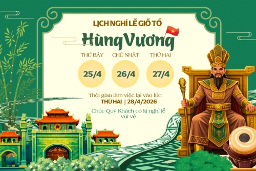 Mẫu thiết kế Bài post MXH ngang Lịch nghỉ lễ Giỗ tổ Hùng Vương 1777570440