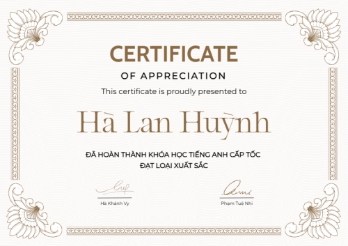 Mẫu thiết kế Bằng khen Spa, thẩm mỹ, beauty, làm đẹp, giáo dục, education, Tiếng Anh, ngoại ngữ 1778442638