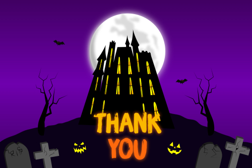 Mẫu thiết kế Thank you card Halloween, dễ thương, cute, chibi, hoạt hình, cartoon 1778455917