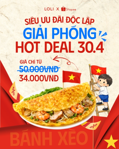 Mẫu thiết kế Bài post MXH dọc Siêu ưu đãi độc lập giải phóng Hot Deal 30.4 1778442187