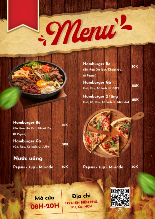 Mẫu thiết kế Menu tờ rời (dọc) Đồ ăn, food, thực phẩm, ẩm thực, món ăn, F&B, nhà hàng, thức ăn, pizza 1777892415