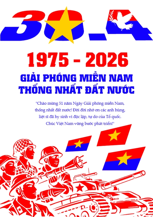 Mẫu thiết kế Poster chuẩn Mừng lễ 30/4 Giải Phóng Miền Nam, thống nhất đất nước 1778451886