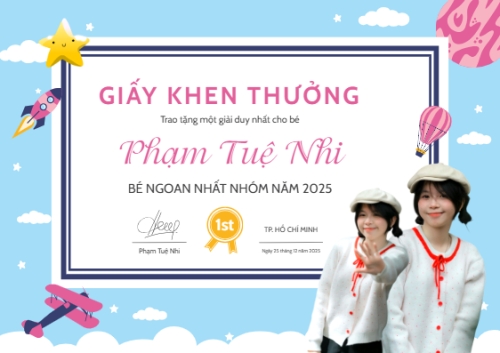 Mẫu thiết kế Bằng khen Bé ngoan nhất nhóm năm 2025 1778442218