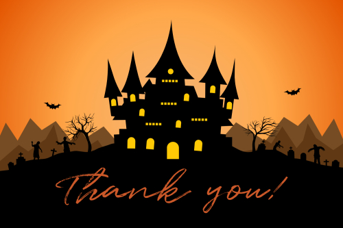 Mẫu thiết kế Thank you card Halloween, hiện đại, sang trọng, modern 1778451664