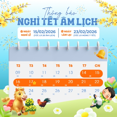 Mẫu thiết kế Bài post MXH vuông Thông báo nghỉ tết âm lịch 1778442232