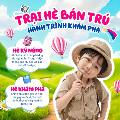 Mẫu thiết kế Bài post MXH vuông Trại hè bán trú 1777570729