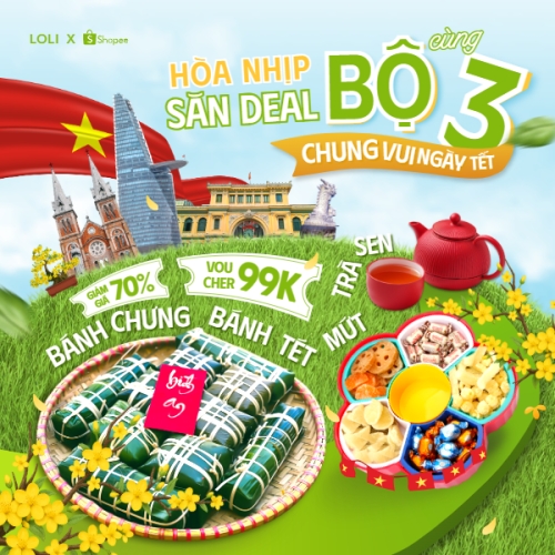 Mẫu thiết kế Ảnh sản phẩm Hòa nhịp săn deal cùng bộ 3 chung vui ngày Tết 1778442333