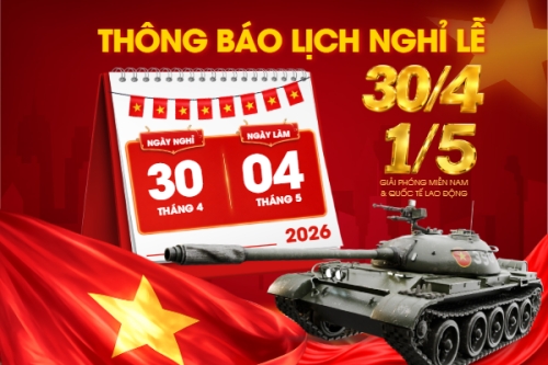 Mẫu thiết kế Bài post MXH ngang Lịch nghỉ lễ 30/4-1/5 1777570625