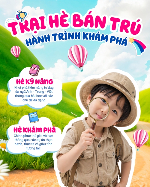 Mẫu thiết kế Bài post MXH dọc Trại hè bán trú 1778442187