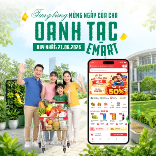 Mẫu thiết kế Bài post MXH vuông Tưng bừng mừng ngày của cha oanh tạc emart 1780717826