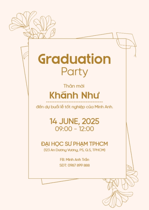 Mẫu thiết kế Thư mời Tốt nghiệp, kỉ yếu, Graduation, yearbook, hoa lá, thiên nhiên, floral 1780708631