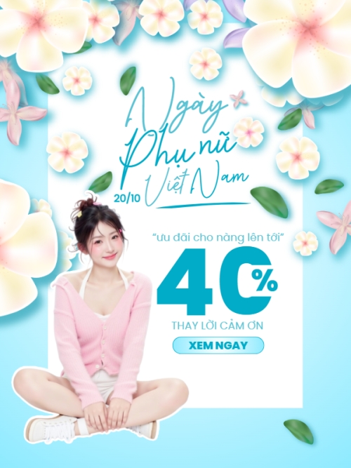 Mẫu thiết kế Banner dọc 20/10, Ngày phụ nữ Việt Nam, Vietnamese Women's Day, phụ nữ, sự kiện, event, mỹ phẩm, làm đẹp, beauty, hiện đại, modern	 1781692231
