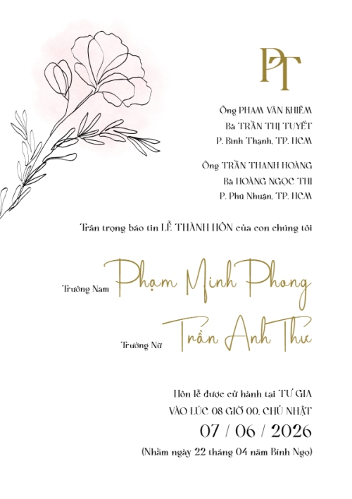 Mẫu thiết kế Ruột thiệp cưới Thiệp cưới Nét hoa 1780427028