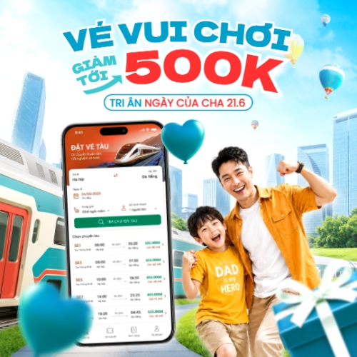 Mẫu thiết kế Bài post MXH vuông Vé vui chơi giảm tới 500K tri ân Ngày của cha 21.6 1780511888
