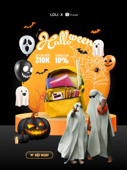 Mẫu thiết kế Banner dọc Halloween, lễ hội ma quái, balo, thời trang, fashion, sự kiện, event, dễ thương, cute, chibi, hoạt hình, cartoon 1781692231