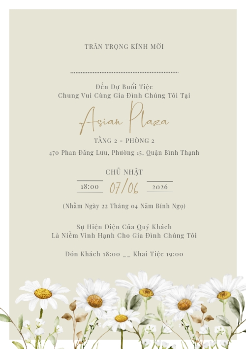 Mẫu thiết kế Ruột thiệp cưới Thiệp cưới White daisy 1780431341