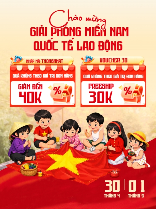 Mẫu thiết kế Banner dọc Chào mừng ngày Giải phóng miền Nam và Quốc tế lao động 1781696357