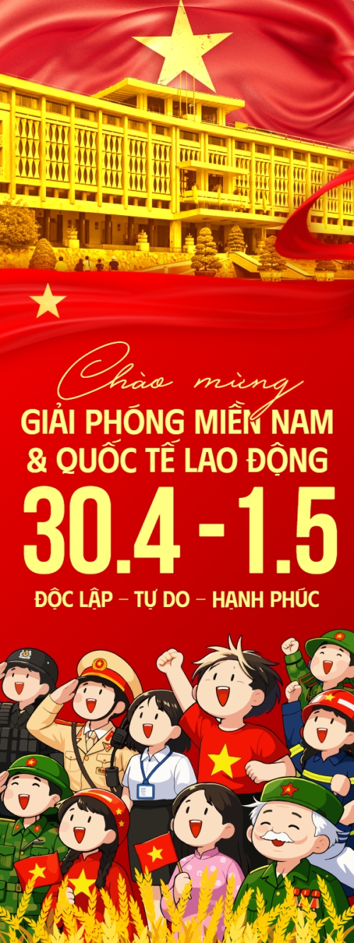 Mẫu thiết kế Standee Chào mừng ngày Giải phóng miền Nam, thống nhất đất nước 1781564463