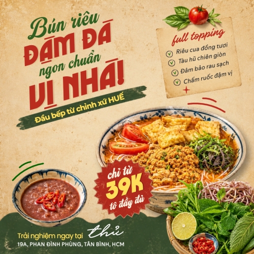 Mẫu thiết kế Bài post MXH vuông Bún riêu đậm đà ngon chuẩn vị nhà 1781344266