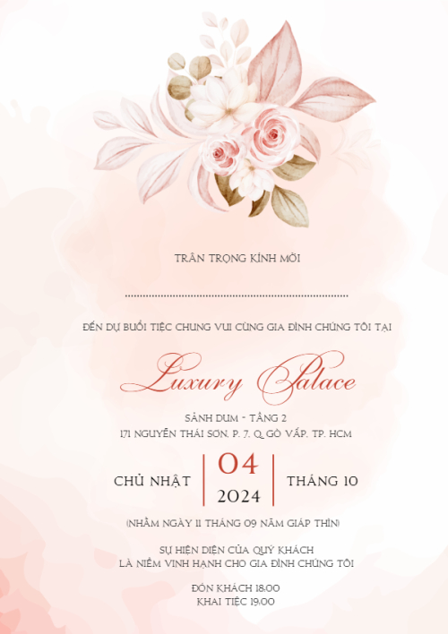 Mẫu thiết kế Ruột thiệp cưới Blush Pink, hoa lá, thiên nhiên, floral 1780427053