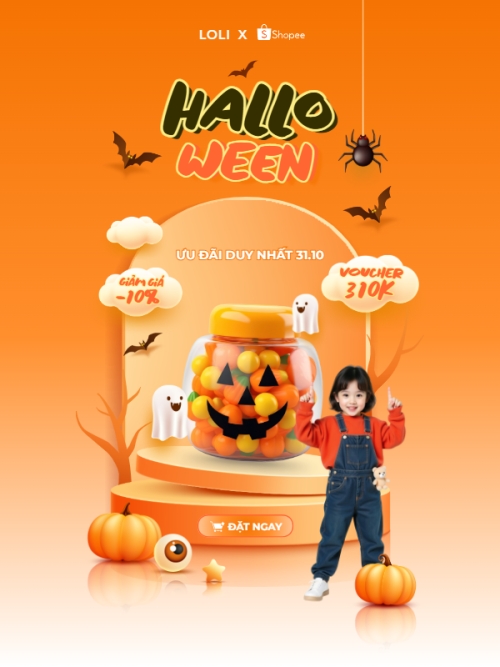 Mẫu thiết kế Banner dọc Halloween, lễ hội ma quái, kẹo, candy, thực phẩm, food, sự kiện, event, dễ thương, cute, chibi, hoạt hình, cartoon 1781696874