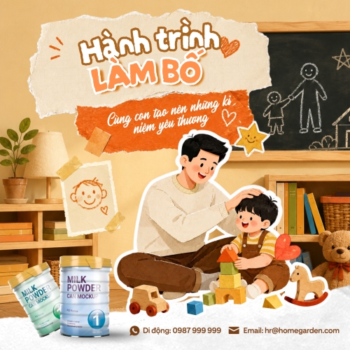 Mẫu thiết kế Bài post MXH vuông Hành trình làm bố 1780717839